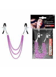 Оригинальные зажимы на соски с тройной розовой цепочкой - Notabu - купить с доставкой в Майкопе