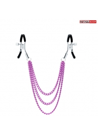 Оригинальные зажимы на соски с тройной розовой цепочкой - Notabu - купить с доставкой в Майкопе