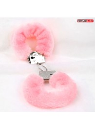 Металлические наручники с мягкой нежно-розовой опушкой - Notabu - купить с доставкой в Майкопе