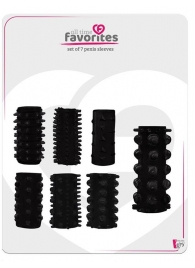 Набор из 7 черных насадок PENIS SLEEVES SET - Dream Toys - в Майкопе купить с доставкой