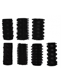 Набор из 7 черных насадок PENIS SLEEVES SET - Dream Toys - в Майкопе купить с доставкой