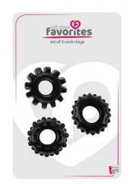 Набор из 3 черных эрекционных колец SET OF 3 COCKRINGS - Dream Toys - в Майкопе купить с доставкой