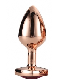 Золотистая анальная втулка с кристаллом-сердечком розового цвета - 7,1 см. - Dream Toys - купить с доставкой в Майкопе