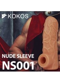 Телесная открытая насадка-реалистик с подхватом мошонки Nude Sleeve M - 12 см. - KOKOS - в Майкопе купить с доставкой