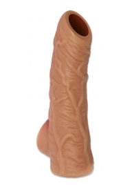 Телесная открытая насадка-реалистик с подхватом мошонки Nude Sleeve M - 12 см. - KOKOS - в Майкопе купить с доставкой