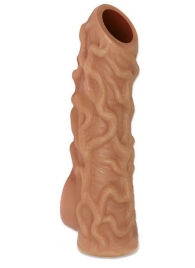 Телесная насадка с венками и открытой головкой Nude Sleeve M - 12 см. - KOKOS - в Майкопе купить с доставкой