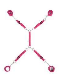 Ярко-розовый набор фиксаций на кровати Classic Bed Spreader - Lux Fetish - купить с доставкой в Майкопе
