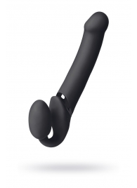 Черный безремневой вибрострапон Vibrating Bendable Strap-On L - Strap-on-me - купить с доставкой в Майкопе