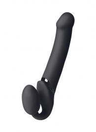 Черный безремневой вибрострапон Vibrating Bendable Strap-On L - Strap-on-me - купить с доставкой в Майкопе