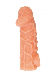 Телесная закрытая насадка с венками Cock Sleeve Size L - 17,6 см. - KOKOS - в Майкопе купить с доставкой