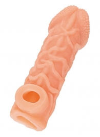 Телесная закрытая насадка с венками Cock Sleeve Size L - 17,6 см. - KOKOS - в Майкопе купить с доставкой