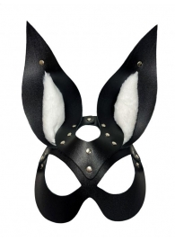 Черная маска зайки с белым мехом на ушках Miss Bunny - БДСМ Арсенал - купить с доставкой в Майкопе