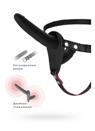 Черный страпон на ремнях с вагинальной пробкой - 15 см. - ToyFa - купить с доставкой в Майкопе