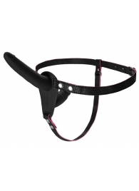 Черный страпон на ремнях с вагинальной пробкой - 15 см. - ToyFa - купить с доставкой в Майкопе