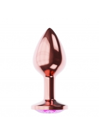Пробка цвета розового золота с лиловым кристаллом Diamond Quartz Shine L - 8,3 см. - Lola Games - купить с доставкой в Майкопе