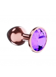 Пробка цвета розового золота с фиолетовым кристаллом Diamond Amethyst Shine L - 8,3 см. - Lola Games - купить с доставкой в Майкопе