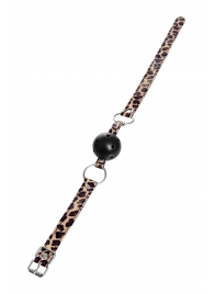 Черный кляп-шар на леопардовых ремешках Anonymo - ToyFa - купить с доставкой в Майкопе