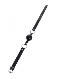 Черный кляп-шар на кожаных ремешках Anonymo - ToyFa - купить с доставкой в Майкопе