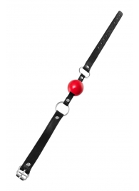 Красный кляп-шар на черных ремешках Anonymo - ToyFa - купить с доставкой в Майкопе