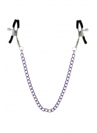 Зажимы для сосков с фиолетовой цепочкой Sweet Caress Nipple Chain - Sweet Caress - купить с доставкой в Майкопе