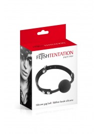 Черный силиконовый кляп-шарик на ремешках - Fetish Tentation - купить с доставкой в Майкопе