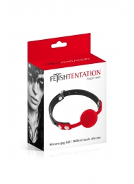 Красный кляп-шарик на черных ремешках - Fetish Tentation - купить с доставкой в Майкопе