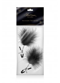 Зажимы на соски с черными пуховыми кисточками Sweet Caress Feather Nipple Clumps - Sweet Caress - купить с доставкой в Майкопе