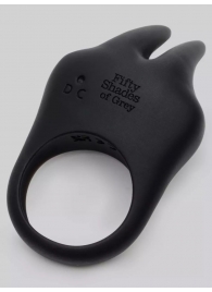 Черное эрекционное виброкольцо Sensation Rechargeable Vibrating Rabbit Love Ring - Fifty Shades of Grey - в Майкопе купить с доставкой