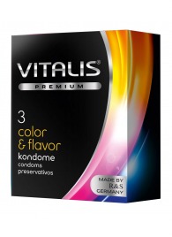 Цветные ароматизированные презервативы VITALIS PREMIUM color   flavor - 3 шт. - Vitalis - купить с доставкой в Майкопе