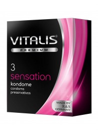Презервативы с пупырышками и кольцами VITALIS PREMIUM sensation - 3 шт. - Vitalis - купить с доставкой в Майкопе
