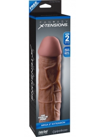 Коричневая насадка Mega 2  Extension - 20,3 см. - Pipedream - в Майкопе купить с доставкой