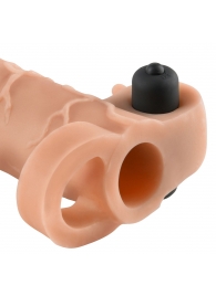 Телесная вибронасадка с кольцом Vibrating Real Feel 2 Extension - 16 см. - Pipedream - в Майкопе купить с доставкой