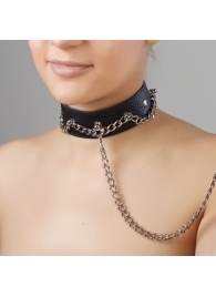Чёрный ошейник из натуральной кожи - Sitabella - купить с доставкой в Майкопе