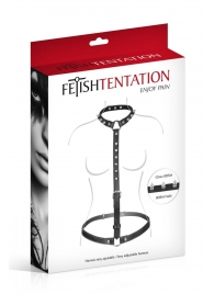 Черная упряжь на тело с шипами на ошейнике - Fetish Tentation - купить с доставкой в Майкопе