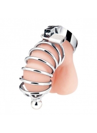 Серебристая клетка для члена Urethral Play Cage - BlueLine - купить с доставкой в Майкопе