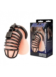Черная металлическая клетка с замком Deluxe Chastity Cage - BlueLine - купить с доставкой в Майкопе
