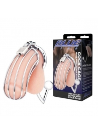 Серебристая металлическая клетка с анальным стимулятором Cock Cage - BlueLine - купить с доставкой в Майкопе