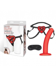 Красный поясной фаллоимитатор Red Heart Strap on Harness   5in Dildo Set - 12,25 см. - Lux Fetish - купить с доставкой в Майкопе
