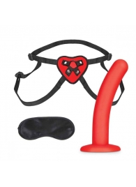 Красный поясной фаллоимитатор Red Heart Strap on Harness   5in Dildo Set - 12,25 см. - Lux Fetish - купить с доставкой в Майкопе