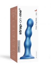 Голубая насадка Strap-On-Me Dildo Plug Balls size L - Strap-on-me - купить с доставкой в Майкопе