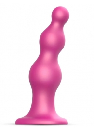 Розовая насадка Strap-On-Me Dildo Plug Beads size S - Strap-on-me - купить с доставкой в Майкопе