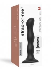 Черная насадка Strap-On-Me Dildo Geisha Balls size M - Strap-on-me - купить с доставкой в Майкопе