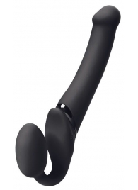 Черный безремневой вибрострапон Silicone Bendable Strap-On - size XL - Strap-on-me - купить с доставкой в Майкопе