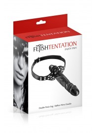 Черный кляп-фаллоимитатор Double Penis Gag - Fetish Tentation - купить с доставкой в Майкопе