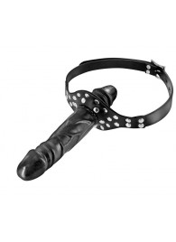 Черный кляп-фаллоимитатор Double Penis Gag - Fetish Tentation - купить с доставкой в Майкопе