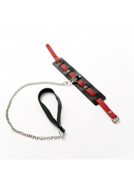 Черный ошейник с красным ремешком и поводком - Crazy Handmade - купить с доставкой в Майкопе