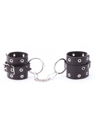 Черные кожаные наручники с люверсами - Crazy Handmade - купить с доставкой в Майкопе