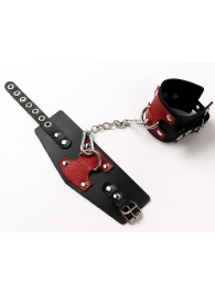 Черные кожаные оковы с красными вставками - Crazy Handmade - купить с доставкой в Майкопе