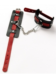 Черные оковы с красным декором и заклепками - Crazy Handmade - купить с доставкой в Майкопе