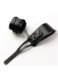 Черные кожаные оковы с креплением в виде веревочек - Crazy Handmade - купить с доставкой в Майкопе